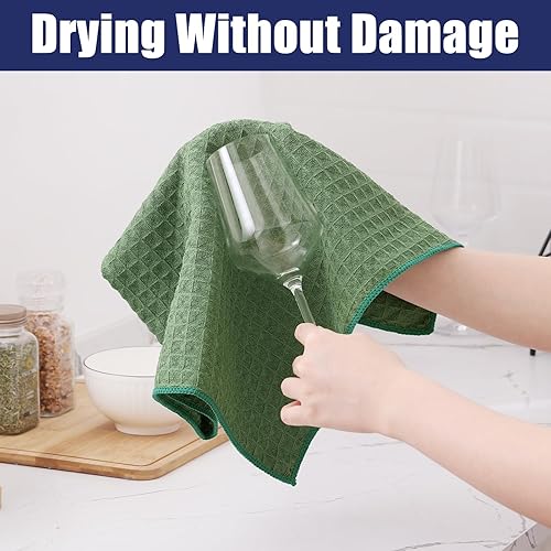 Miniatura 70 de Homaxy Trapos de cocina de microfibra con tejido de gofre, 12 x 12 pulgadas, ultra absorbentes y de color sólido, paños de cocina de secado rápido