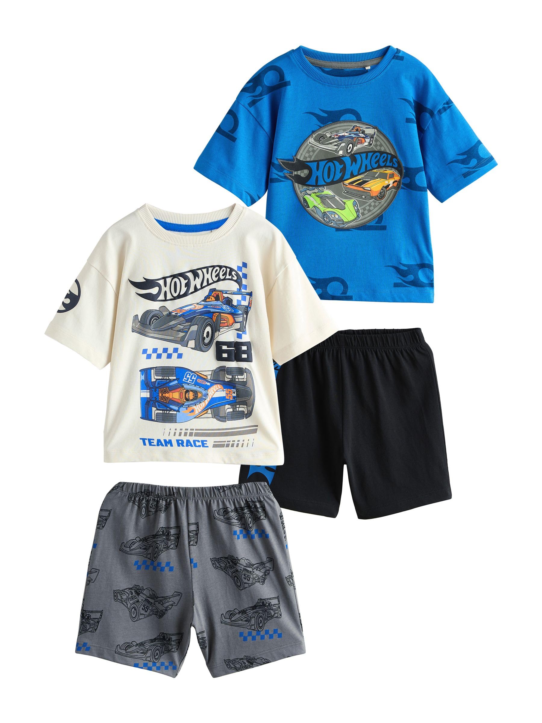 NEXT Jungen 2er-Pack Kurze Schlafanzüge, Hot Wheels