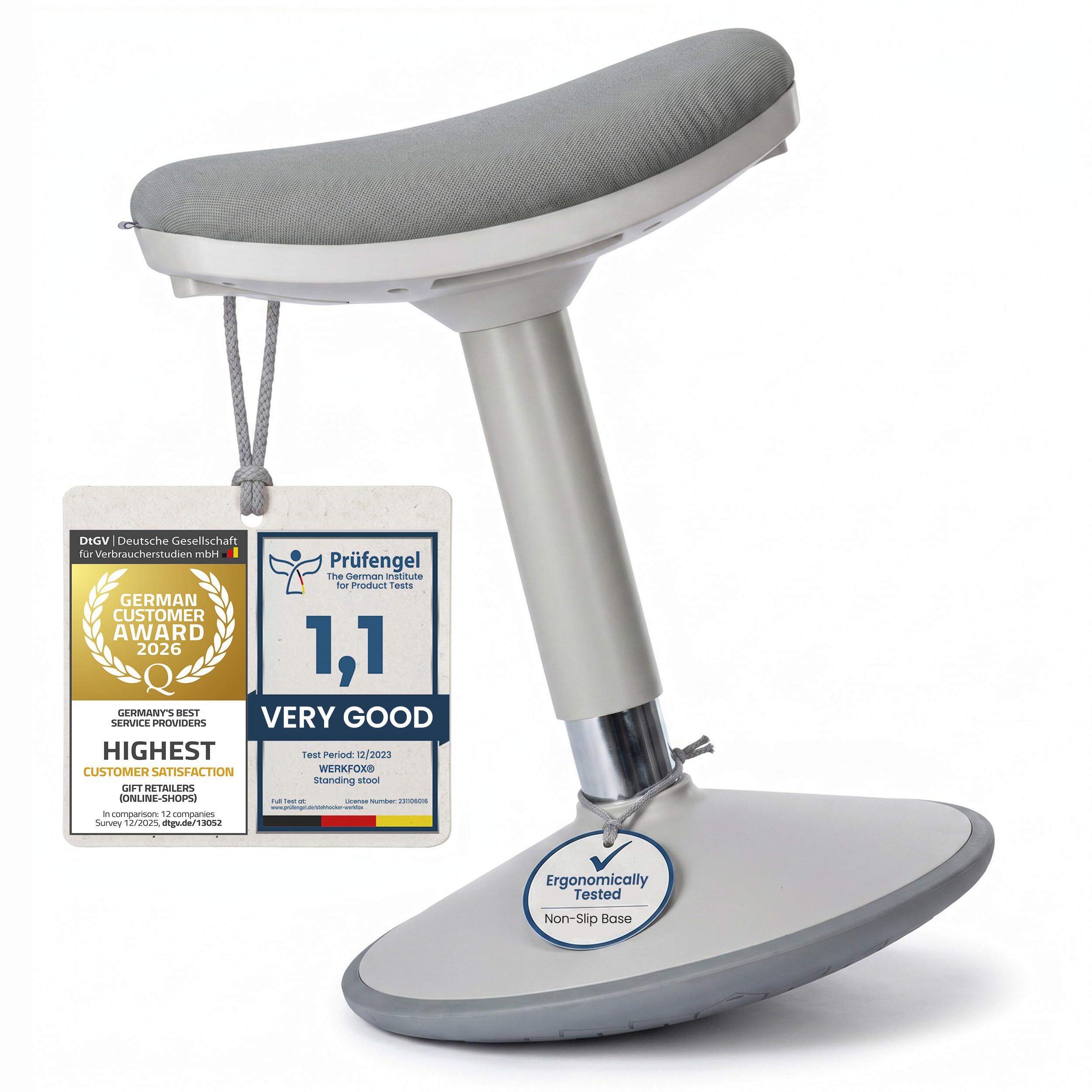 Werkfox® Ergonomic Standing Stool Height Adjustable - Wobble Stool