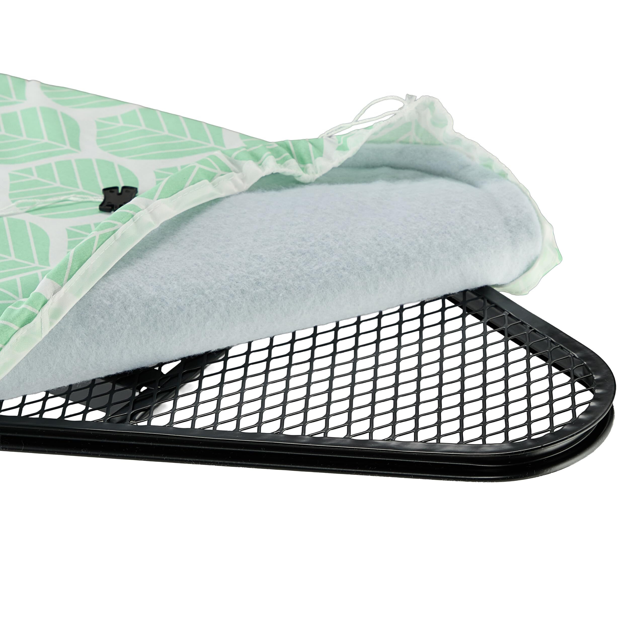 Relaxdays ASSE da Stiro Pieghevole, Tavolo Ferro a Vapore, Piano per Stirare Salvaspazio 123x39 cm,Copriasse, Verde Nero