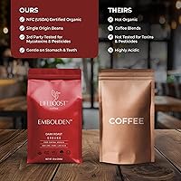 Vista 4 de LIFEBOOST - Café tostado oscuro molido, sin OMG, baja acidez, certificado como orgánico por el Departamento de Agricultura (USDA), con certificación