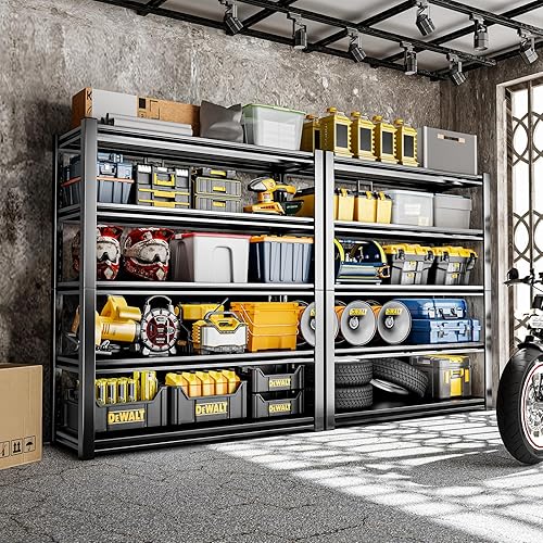 Miniatura 6 de Estantería de garaje de 5 niveles de 72 pulgadas de alto, estantes ajustables de almacenamiento de 2000 libras, estantes de metal resistente,