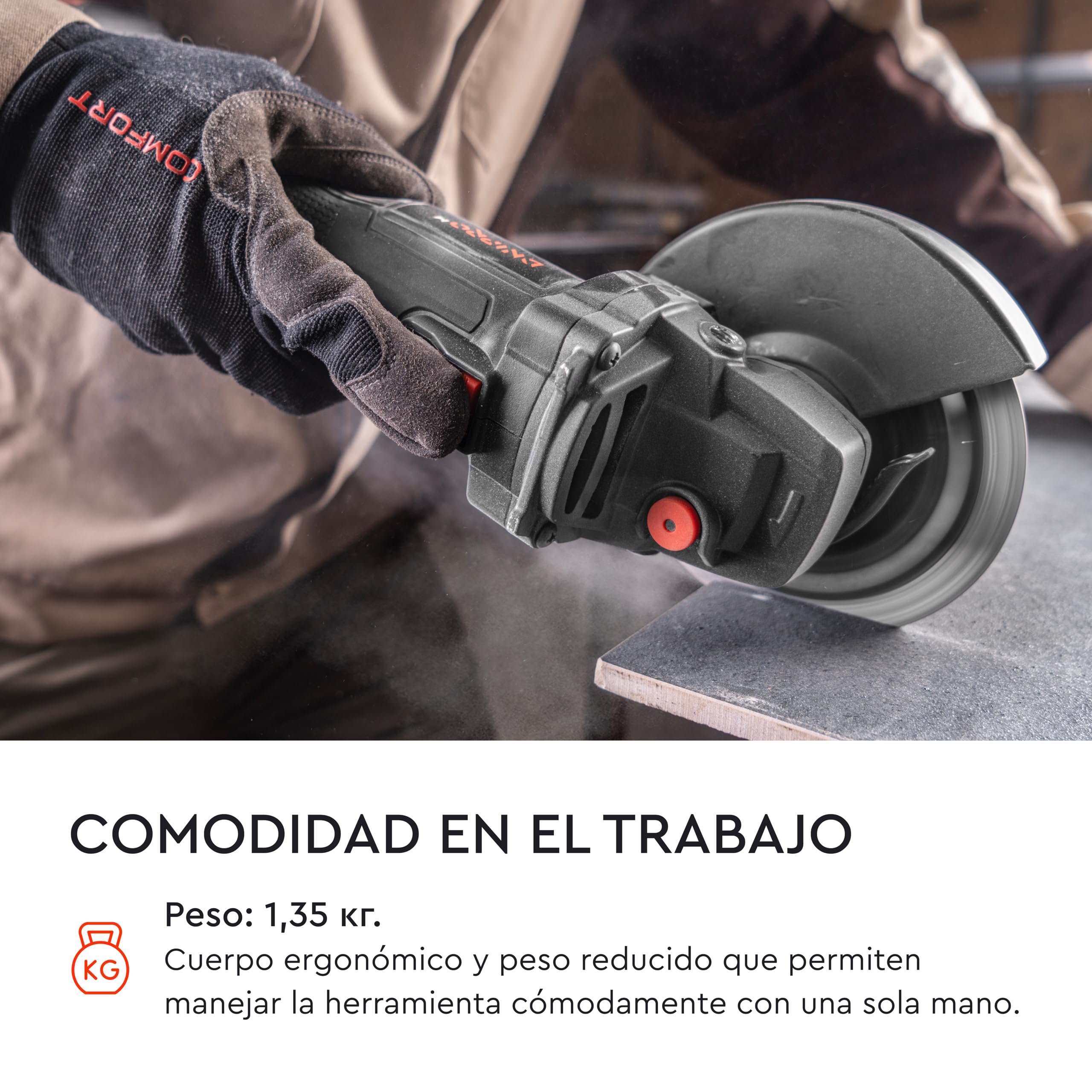 Amoladora Angular a Batería 20V Brushless, Disco 125mm, 2 Velocidades (3.000/8.500 rpm), para Cortar, Desbastar y Lijar,con Batería 4Ah,Cargador,Maletín y 10 Discos de Corte. DGA-201BC Ultra
