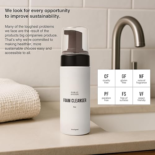 Miniatura 5 de Public Goods Limpiador facial e hidratante para hombres y mujeres, limpiador espumoso hidratante e hidratante, elimina la suciedad y el aceite,