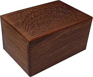 Hand-Carved Rosewood Urn Box - Extra Large