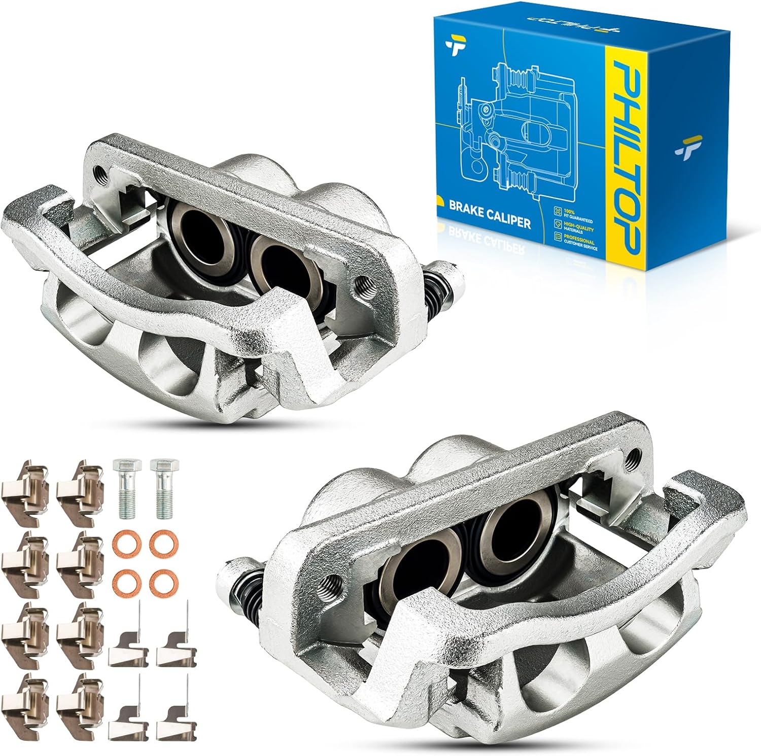 PHILTOP Front Disc Brake Caliper Assembly Replacement for Ford F-250 Super Duty 2005 2006 2007 2008 2009 2010 2011 2012, 2005-2012 Ford F-350 Super Duty, 18-B5022 18-B5023 18B5022 18B5023