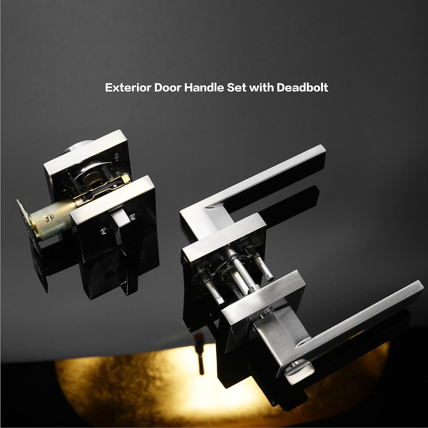  Key Lock Satin Nickel Entry Door Set with Deadbolt Combination Lockset, 4-Piece Set thumbnail