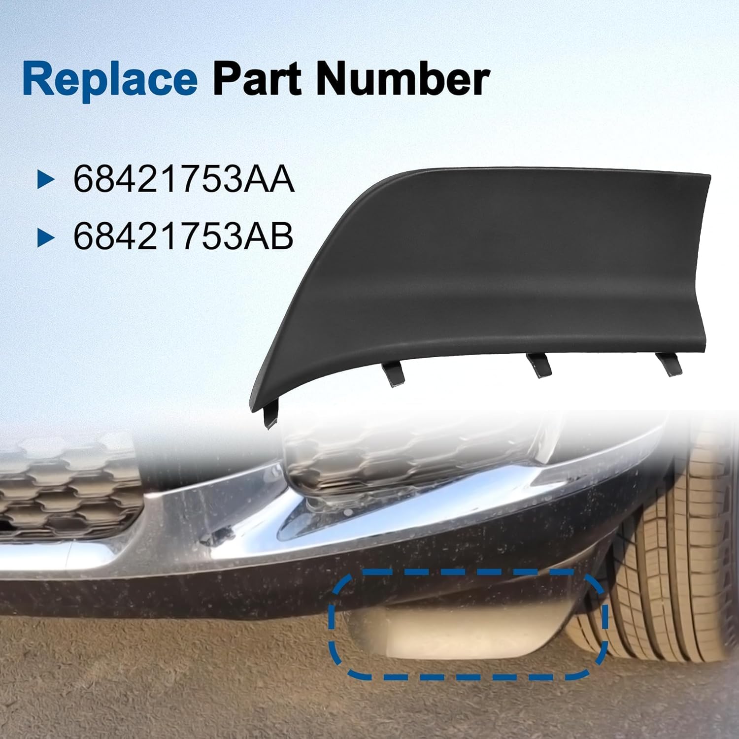 Front Bumper Fascia Spat Fit For Jeep Grand Cherokee L 2021 2022 2023 2024 Driver Side Stone Deflector Replace 68421753AA 68421753AB Left Side