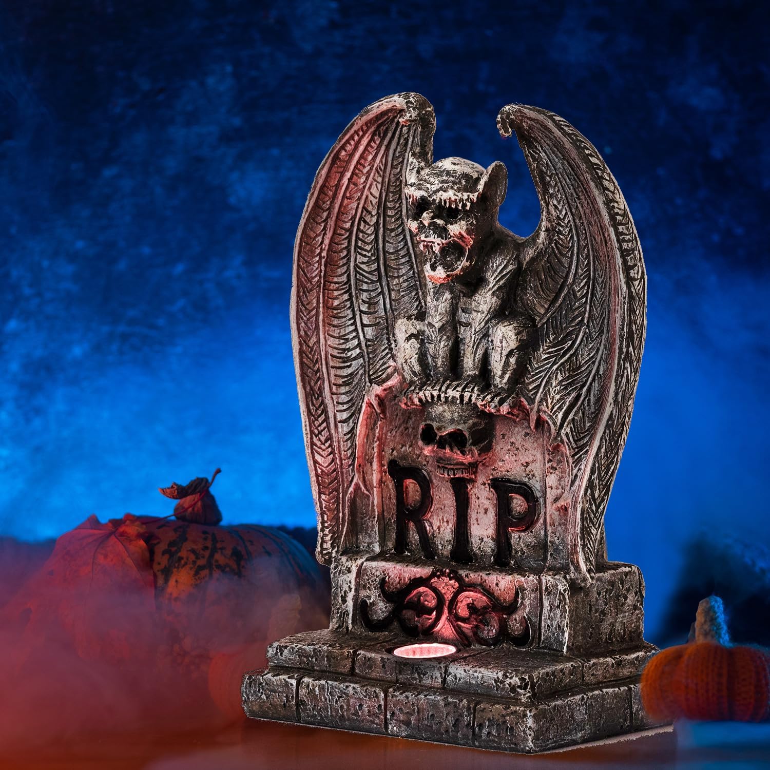 HUYIENO Solar Halloween Decoration Graveyard Monster Design Tombstone Solar Garden Lights Resin Material for Halloween Party Decorations Outdoor Lawn Walkway Decor