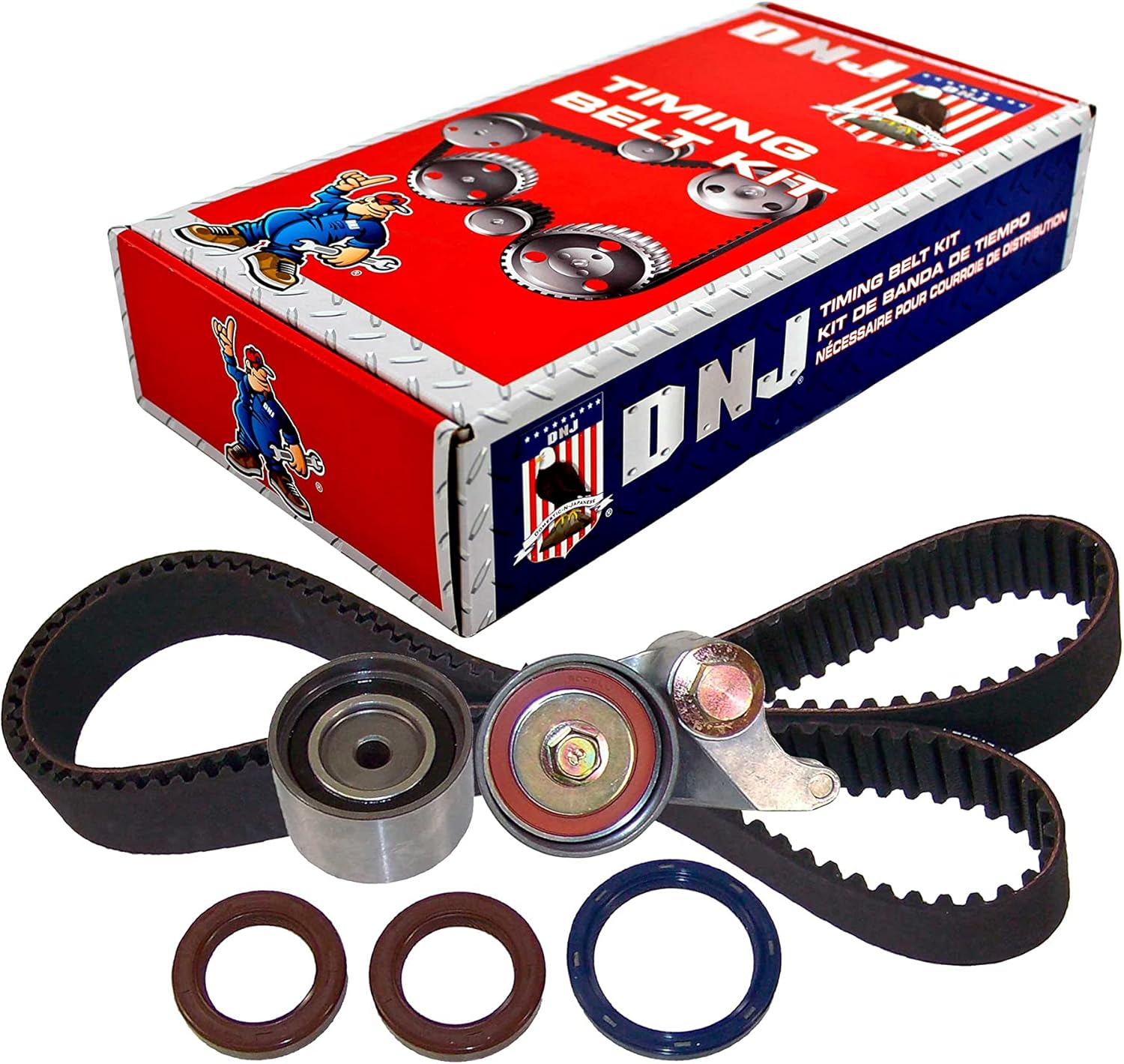 DNJ TBK353 Timing Belt Kit for 1998-2004 Acura, Honda, Isuzu Amigo, Axiom, Passport 3.2L-3.5L V6 24V DOHC 3494cc