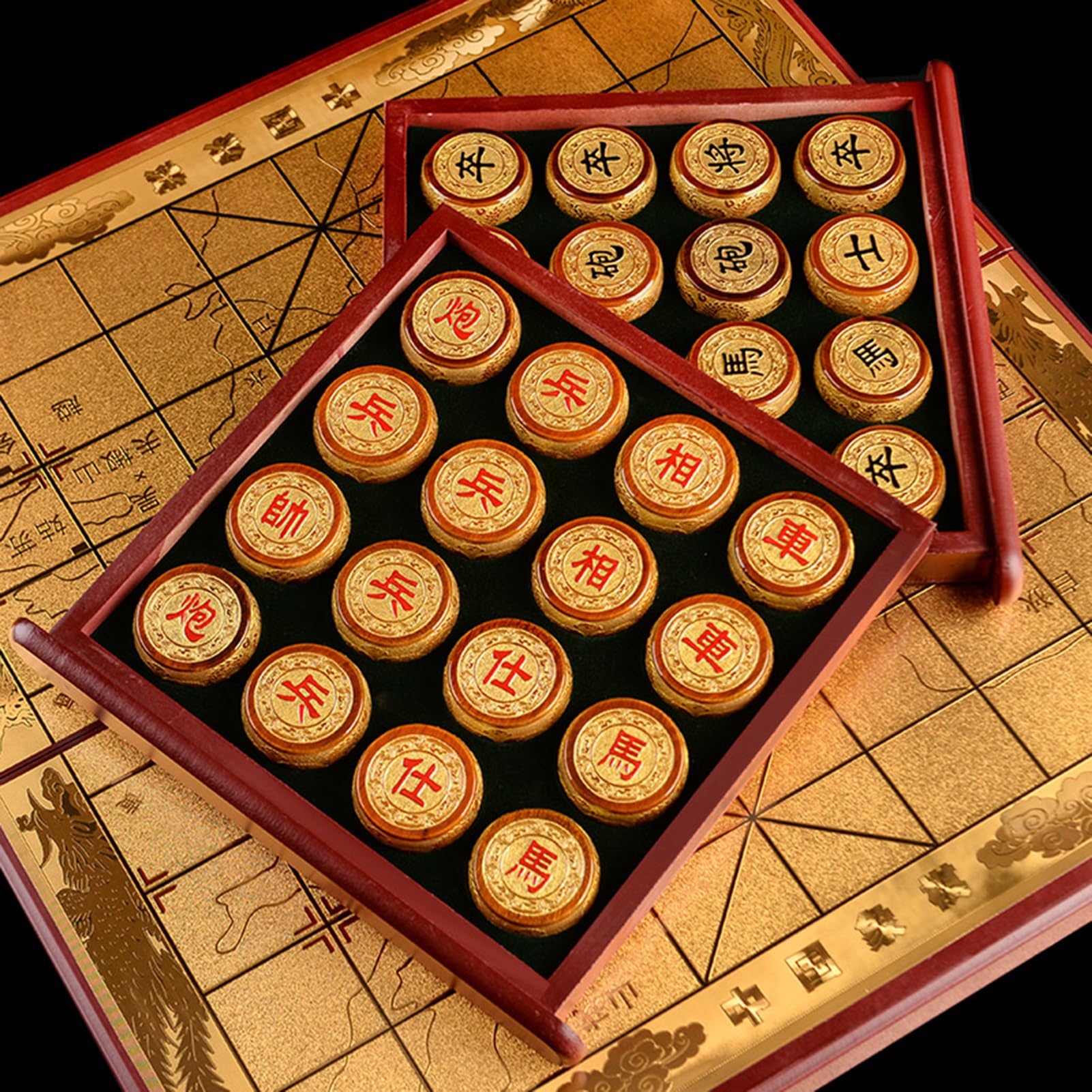 Set di Scacchi Cinesi da Tavolo strategico per 2 Giocatori con Scacchiera Pieghevole e Pezzi Phobe, Set di Giochi da Viaggio Classici Xiangqi (5 cm/1,9 Pollici)