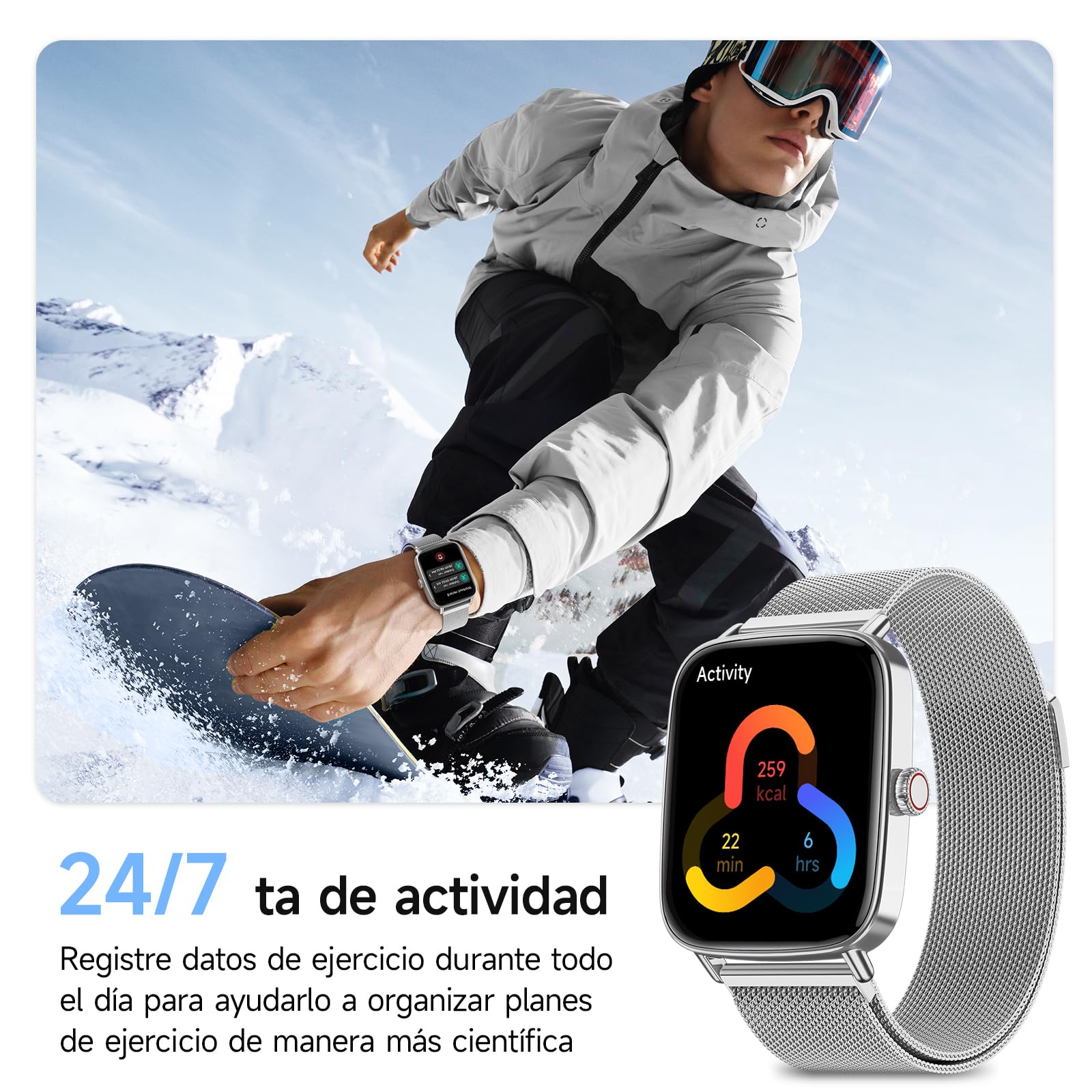 Reloj Inteligente Hombre Mujer con Llamadas, 1.85" Smartwatch Mujer Whatsapp Notificaciones,110+ Modos Deportivos Smart Watch con SpO2/Pulsómetro/Monitor de Sueño,Relojes IP68 para iPhone Android