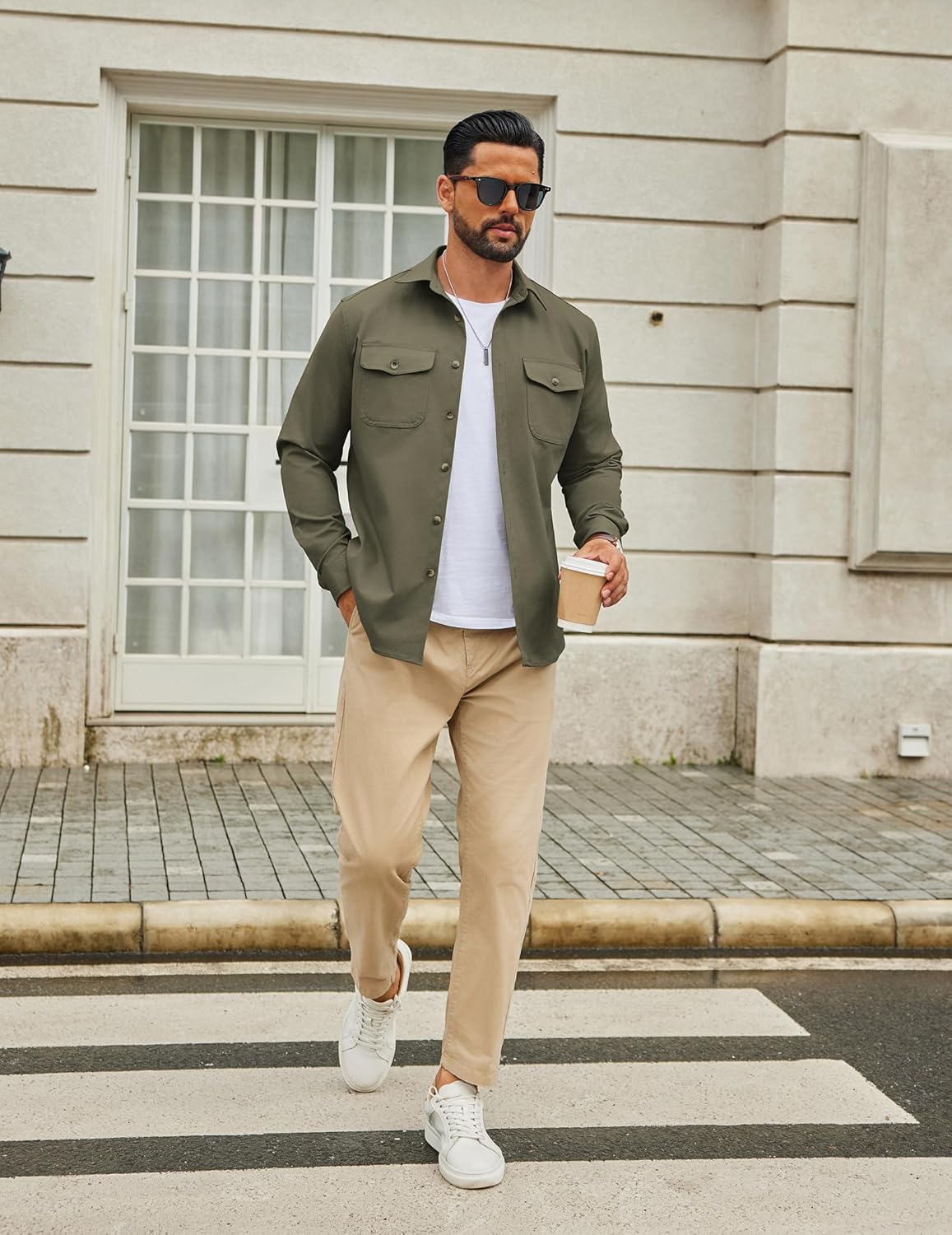 COOFANDY Men's Long Sleeve Button Down Work Shirt with Flap Pockets - Image 3