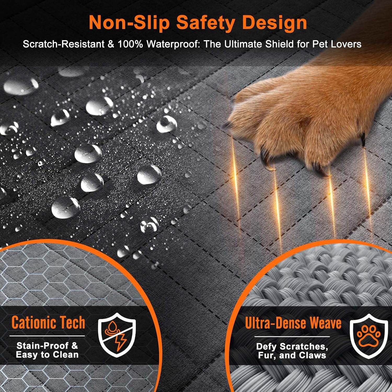 Doglike Military-Grade Dog Car Seat Cover for Back Seat, Hard Bottom Dog Hammock for Car, Pet Bed Extender for 2-4 Large Dogs, Waterproof Seat Protector, L Size Fits for SUV Medium Truck