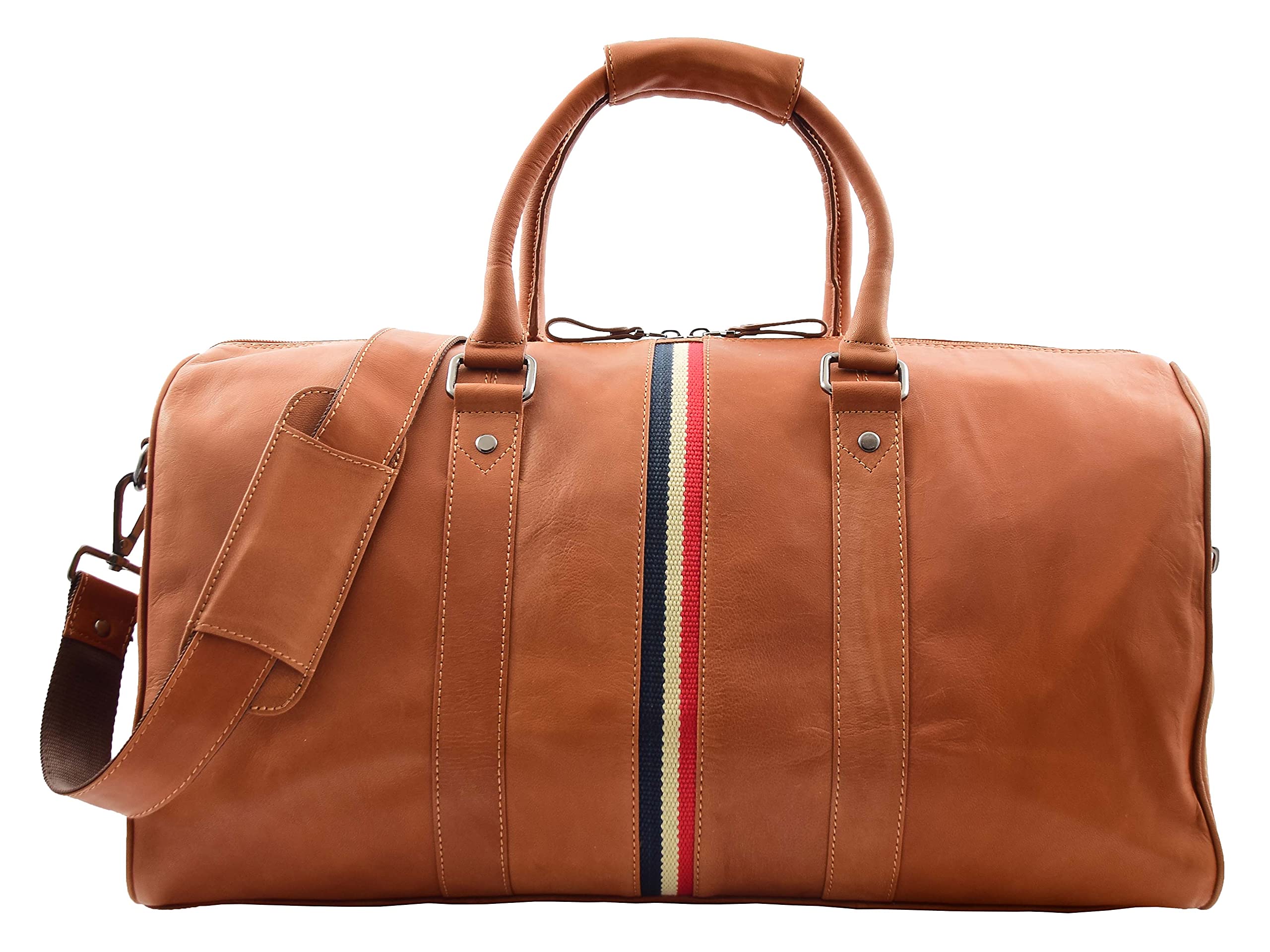Bolsa de viaje de cuero genuino Cognac Sports Weekend Travel Mochila - Miami