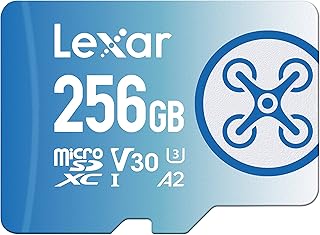 Lexar Fly 256GB Micro SD Card, microSDXC UHS-I Flash Memory Card, Up to 160MB/s Read, U3, Class 10, V30, A2, High-Speed TF Card for DJI Drone and Action Camera (LMSFLYX256G-BNNAA)