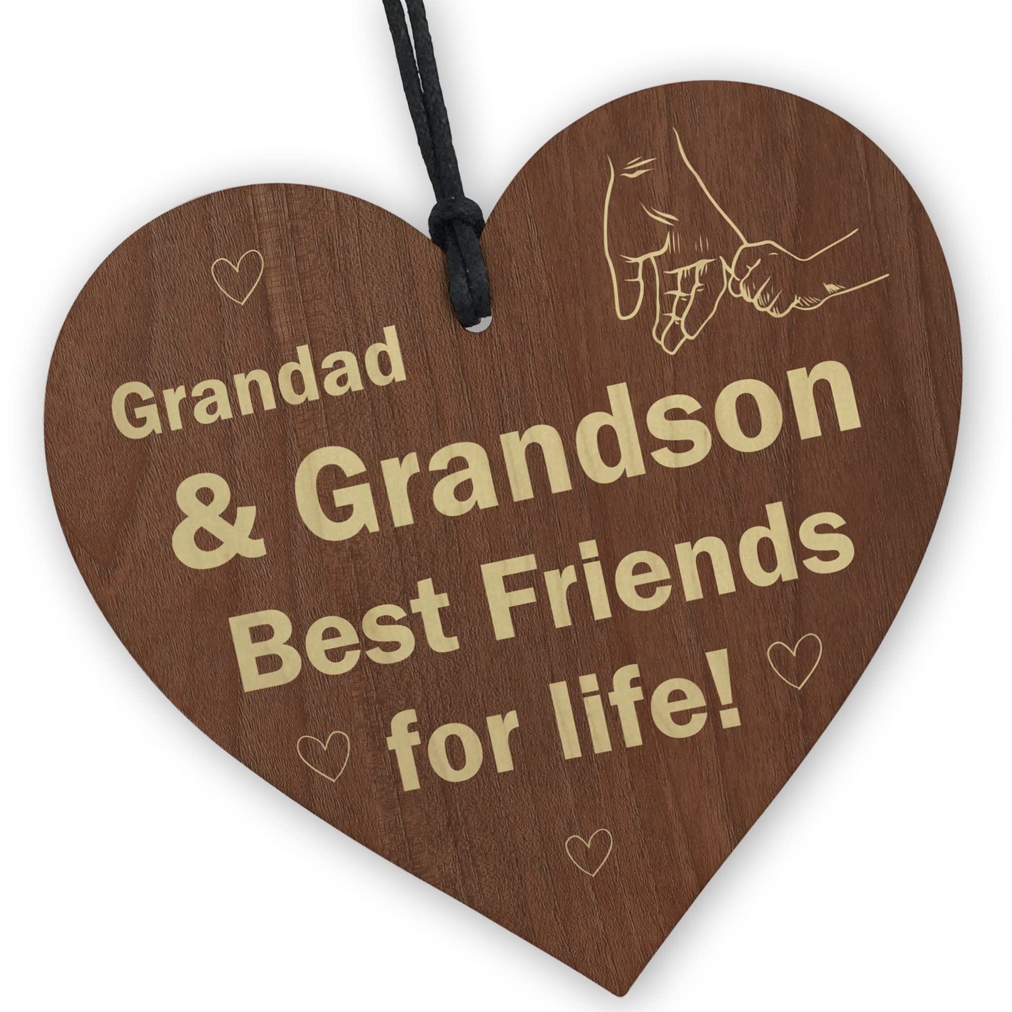 Red Ocean Grandad Gifts From Grandson Wood Heart Fathers Day Birthday Gift For Grandad Novelty Grandparent Gifts For Him