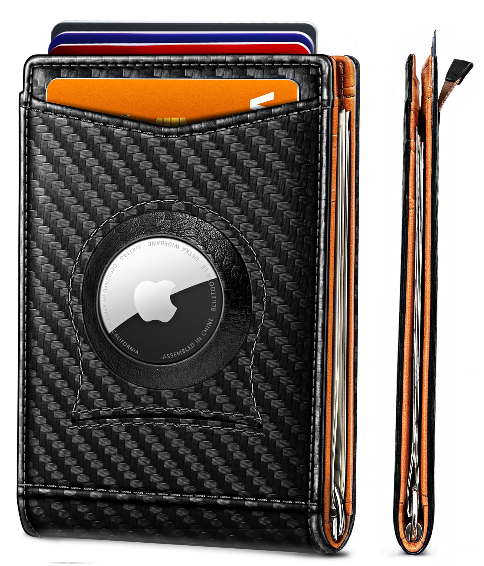 BULLIANT Men Wallet Airtag&Standard Use,Slim Front Pocket Wallet Money Clip for Gifg Men RFID Blocking 11Cards