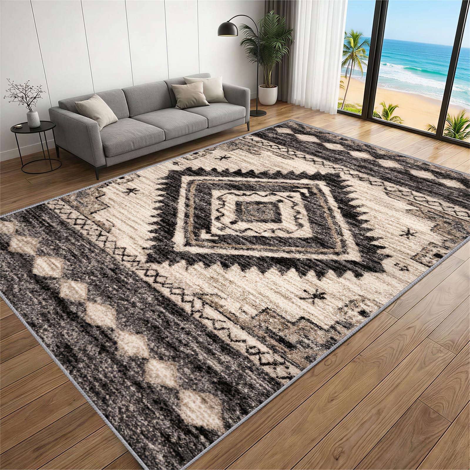 BEQUTIY Southwest Tribal Rug 120 x 150 cm, Native American Area Rugs, Tribal Rugs Durable Office Machine Washable Non Slip Rug, Kitchen Bedroom Living Room — image 1