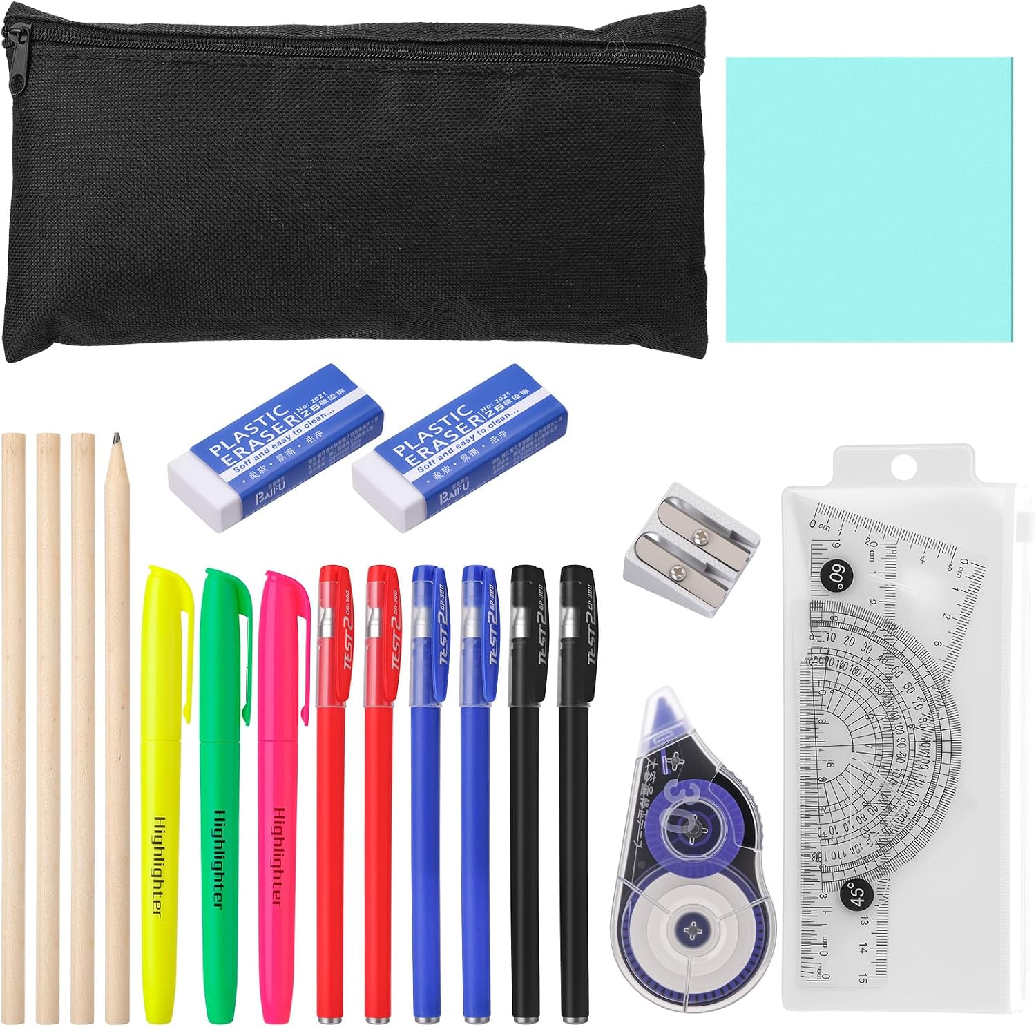 20pcs Stationery Set Back to School Pencil Case with Stationery Included Exam Set for Primary School