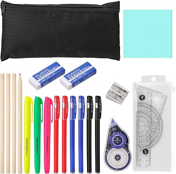 20 Pcs Stationery Set,Back to School Pencil Case with Stationery Included,Exam Stationary Kit Secondary Primary School Supplies