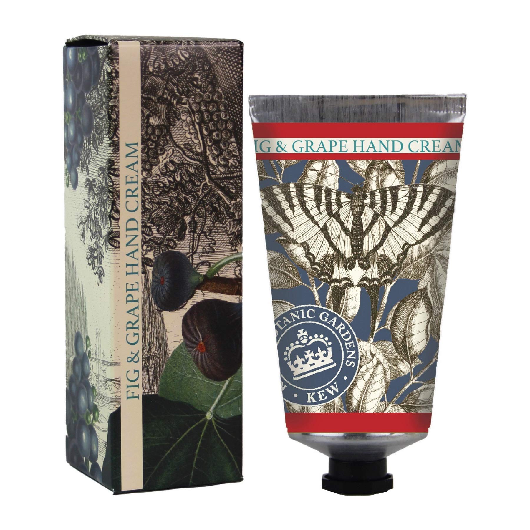 Kew Gardens Fig and Grape Hand Cream - Luxury Moisturising Hand Cream with Aloe Vera, Shea Butter and Beeswax - Fruity Oriental Scent, Cruelty-Free, Made in England - 75ml