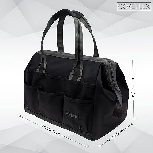 Miniatura 3 de Coreflex Bolsa de herramientas de boca ancha de 14 pulgadas, bolsa de engranajes, múltiples propósitos para fontaneros, electricistas, manitas,
