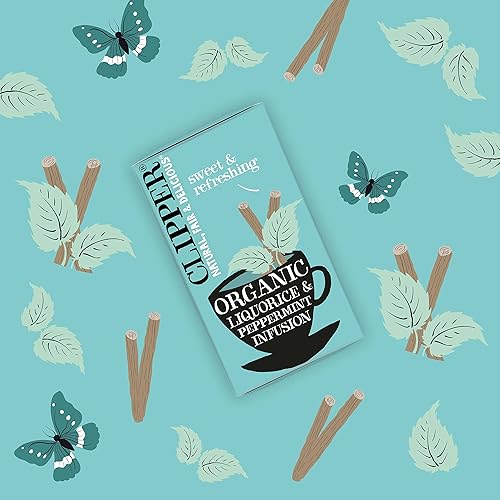 Miniatura 8 de Té Clipper, regaliz y menta, té orgánico con raíz de regaliz, té de hierbas a base de plantas, té rico sin cafeína, 1 paquete, 20 bolsas de té sin