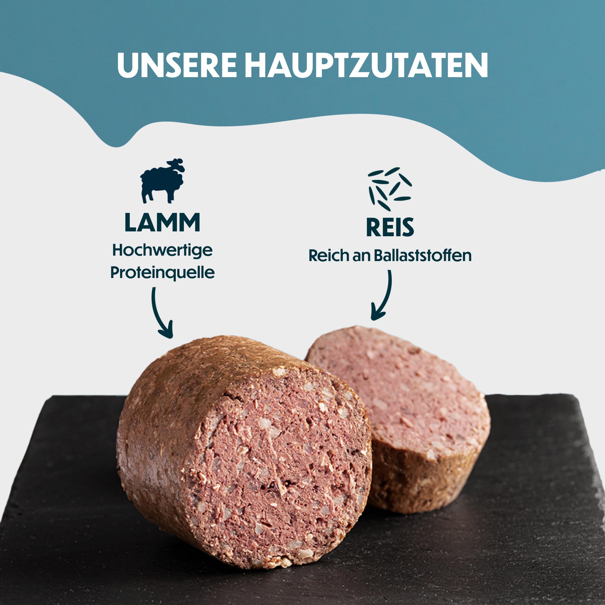 Kiełbasa dla psów, smak jagnięciny i ryżu, bez pszenicy, 800 g