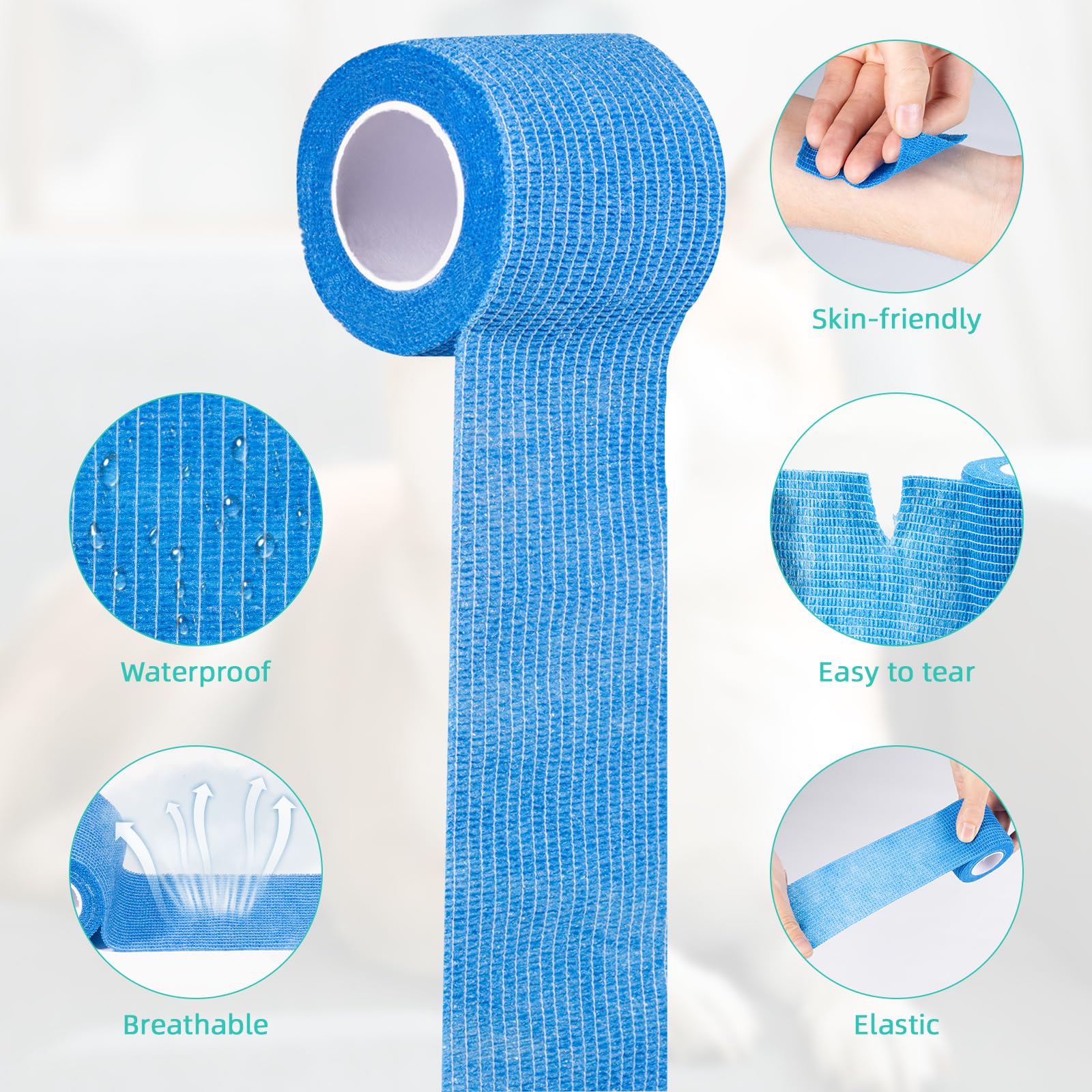 Carehabi Bandage Autoadhésif, 18 Rouleaux 5cm x 4.5m Bande Cohesive Multicolore Bandage Vétérinaire, Bandage Élastique Autocollant pour Les Mains,Les Pieds Genoux