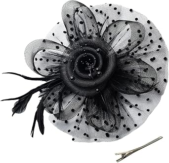 Kentucky Fascinators Hats for Women, Tea Party Headwear Mesh Flower Feather Headband & Hair Clip for Cocktail