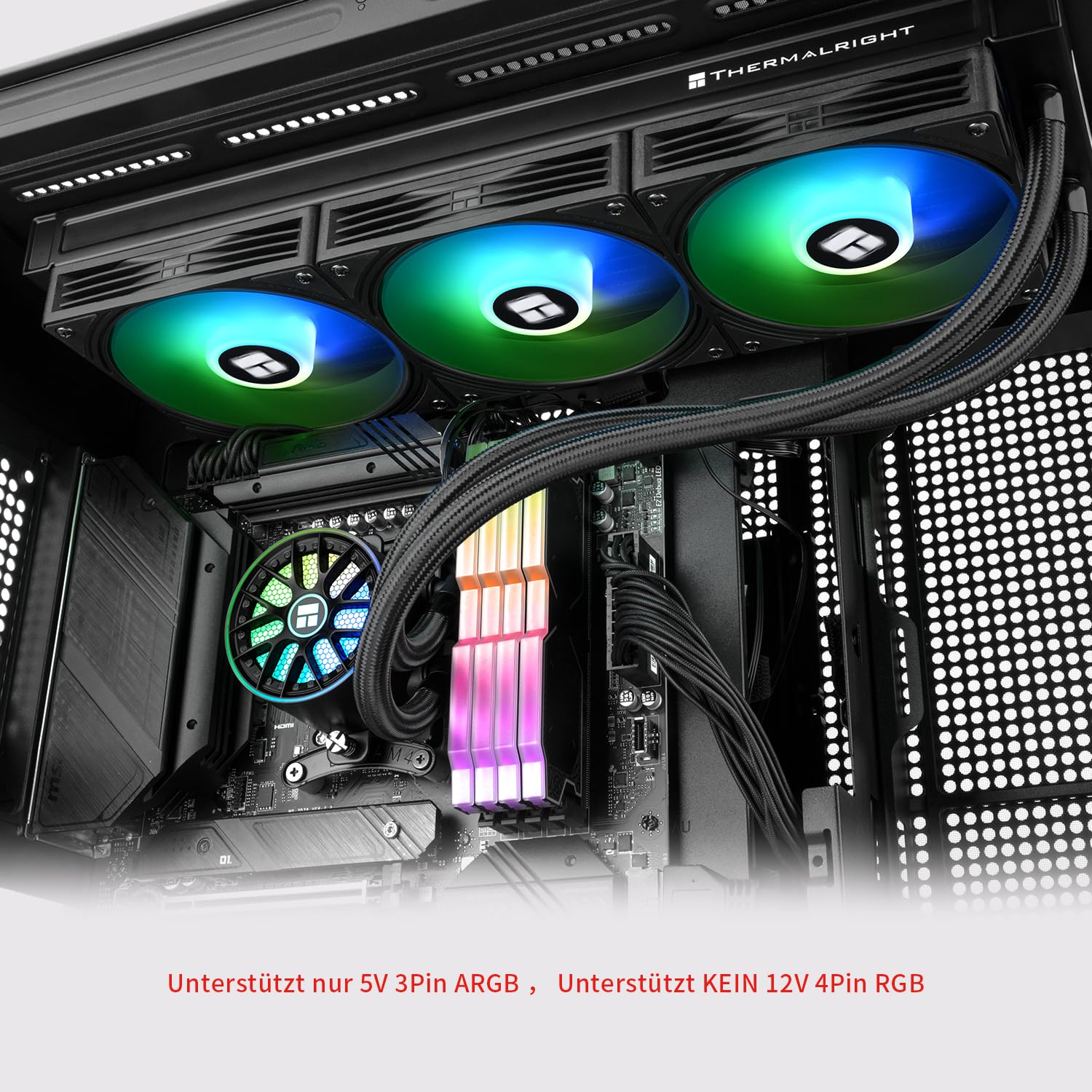 Thermalright AQUA ELITE 360 V6 ARGB Black CPU enfriador líquido de CPU, tamaño de fila de refrigeración 360, radiador de agua de 3 x 120 mm, AMD: AM4/AM5, Intel LGA115X/1200/1700/1851, enfriador