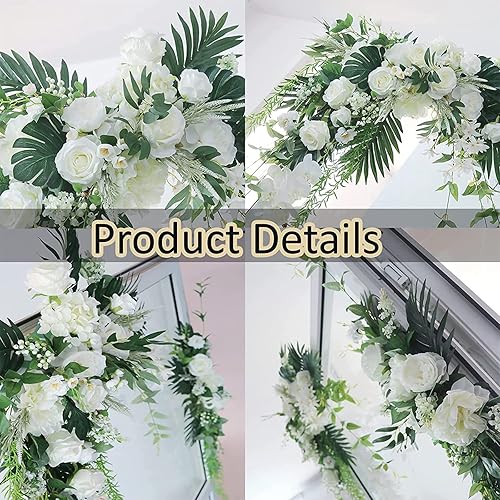 Miniatura 3 de Kit de flores artificiales para arco de boda, 2 piezas de guirnalda de flores artificiales grandes, letrero de bienvenida, decoración de fiesta,