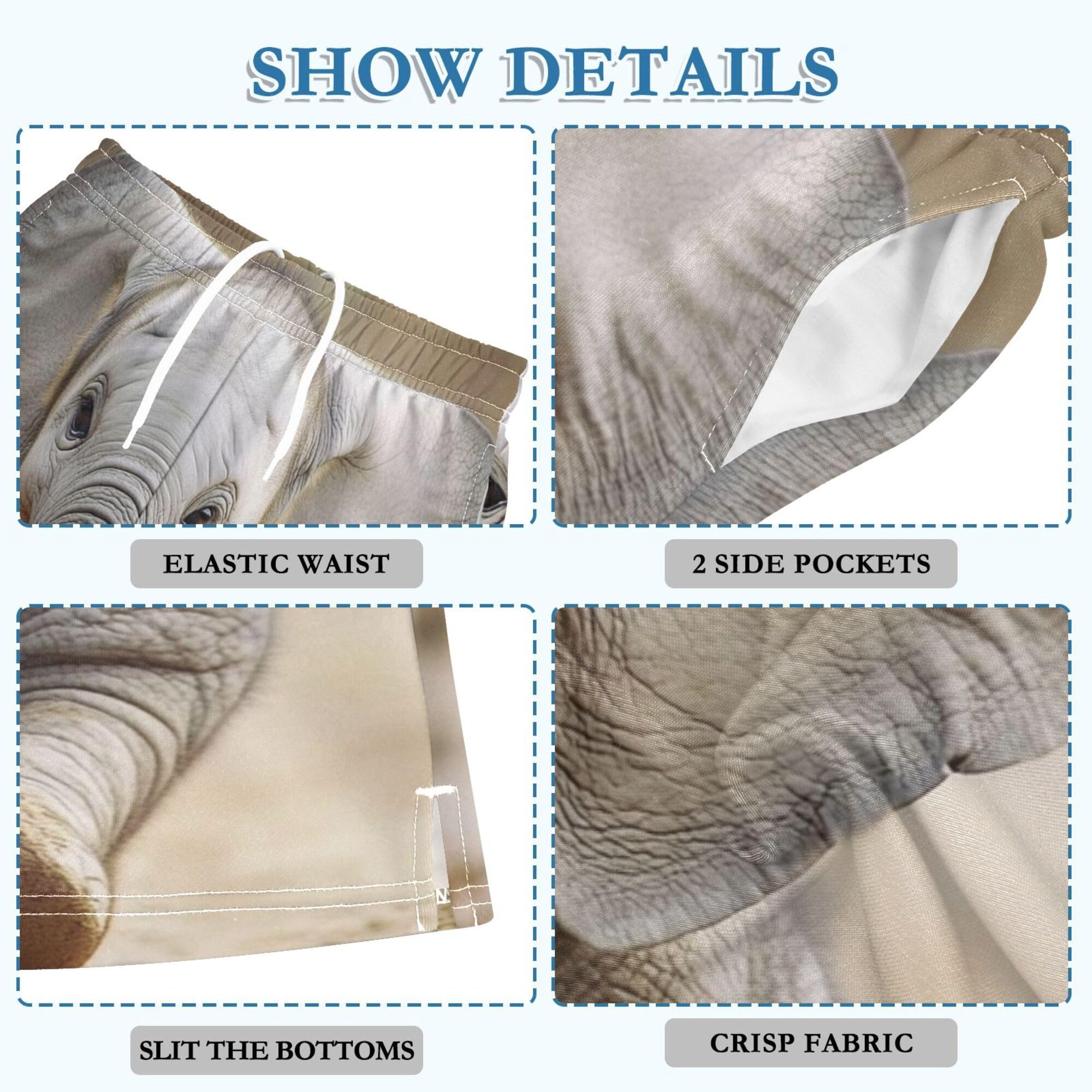 YYZZH Cute Elephant Baby Sit Woodland Boy Casual Shorts Athletic Shorts Pants with Pockets Multi