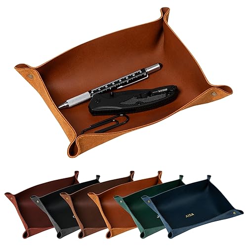 Northwind Personalized Leather Valet Tray – Custom Engraved Full Grain