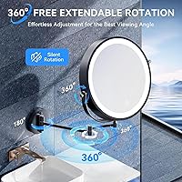 Vista 7 de Espejo de maquillaje iluminado de pared 30X/1X de 10 pulgadas, espejo de aumento de doble cara recargable de 5000 mAh con luz, espejo de tocador LED
