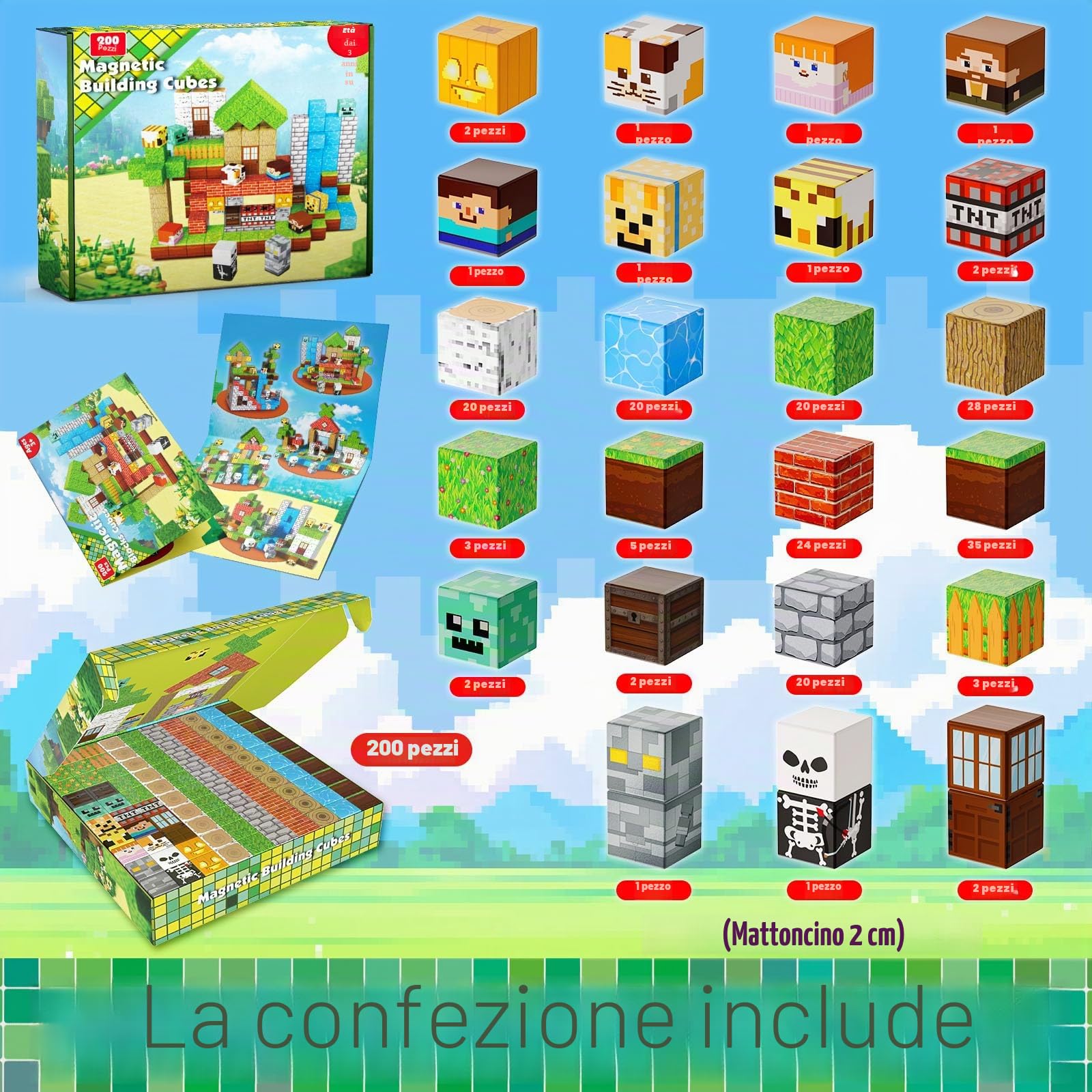 ToyUnited Costruzioni Magnetiche con Portale Magico - 200 Pezzi per Avventure nel Bosco Incantato | Giocattolo Educativo per Bambini 3-7 Anni