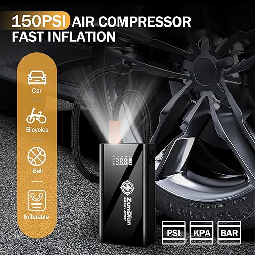 Miniatura 4 de Arrancador de salto con compresor de aire, batería portátil de 4000 A, inflador digital de neumáticos de 150 PSI, paquete de energía de batería de