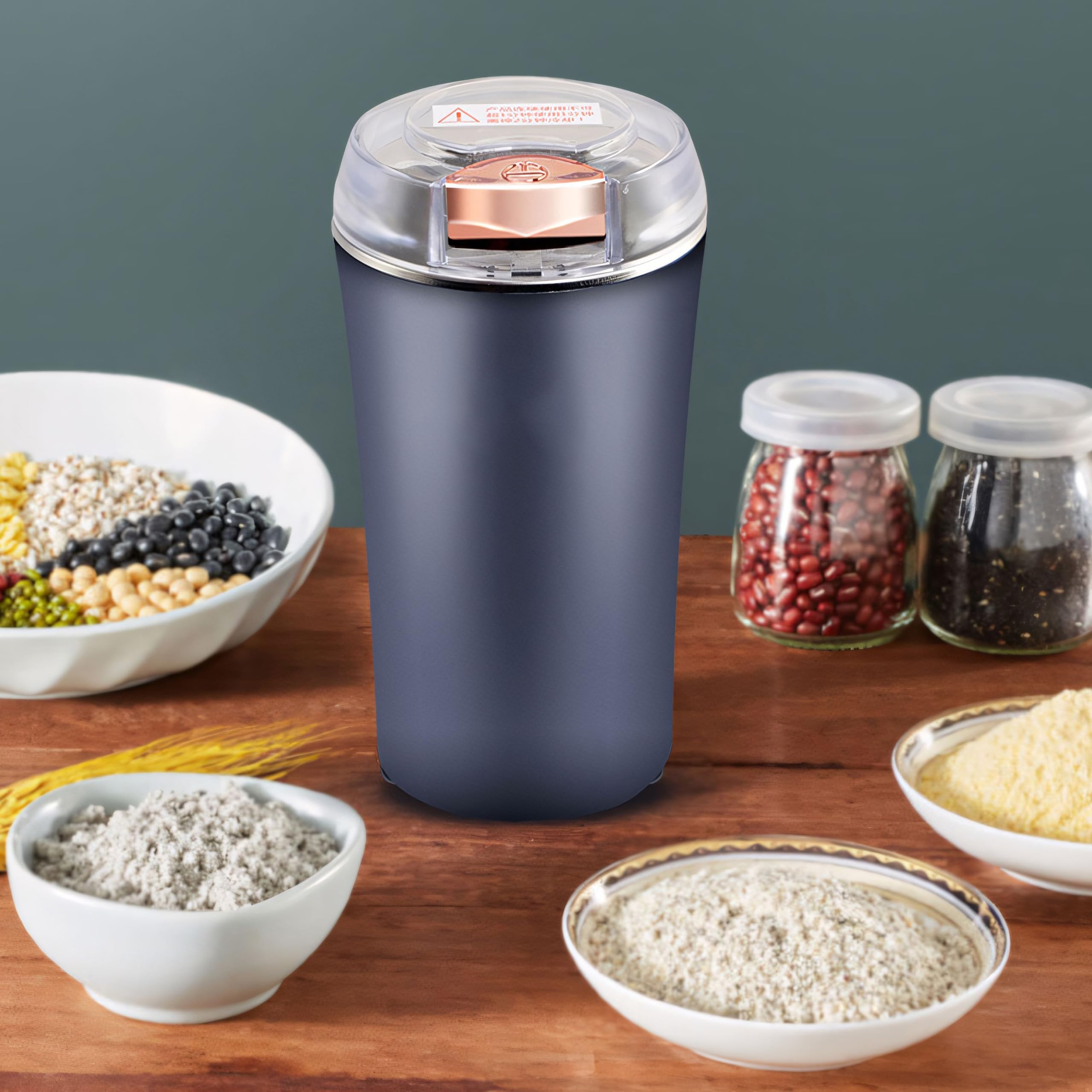 Retoo Macinacaffè elettrico con coltello a percussione in acciaio inox, macina in ceramica, macinatura grossolana regolabile