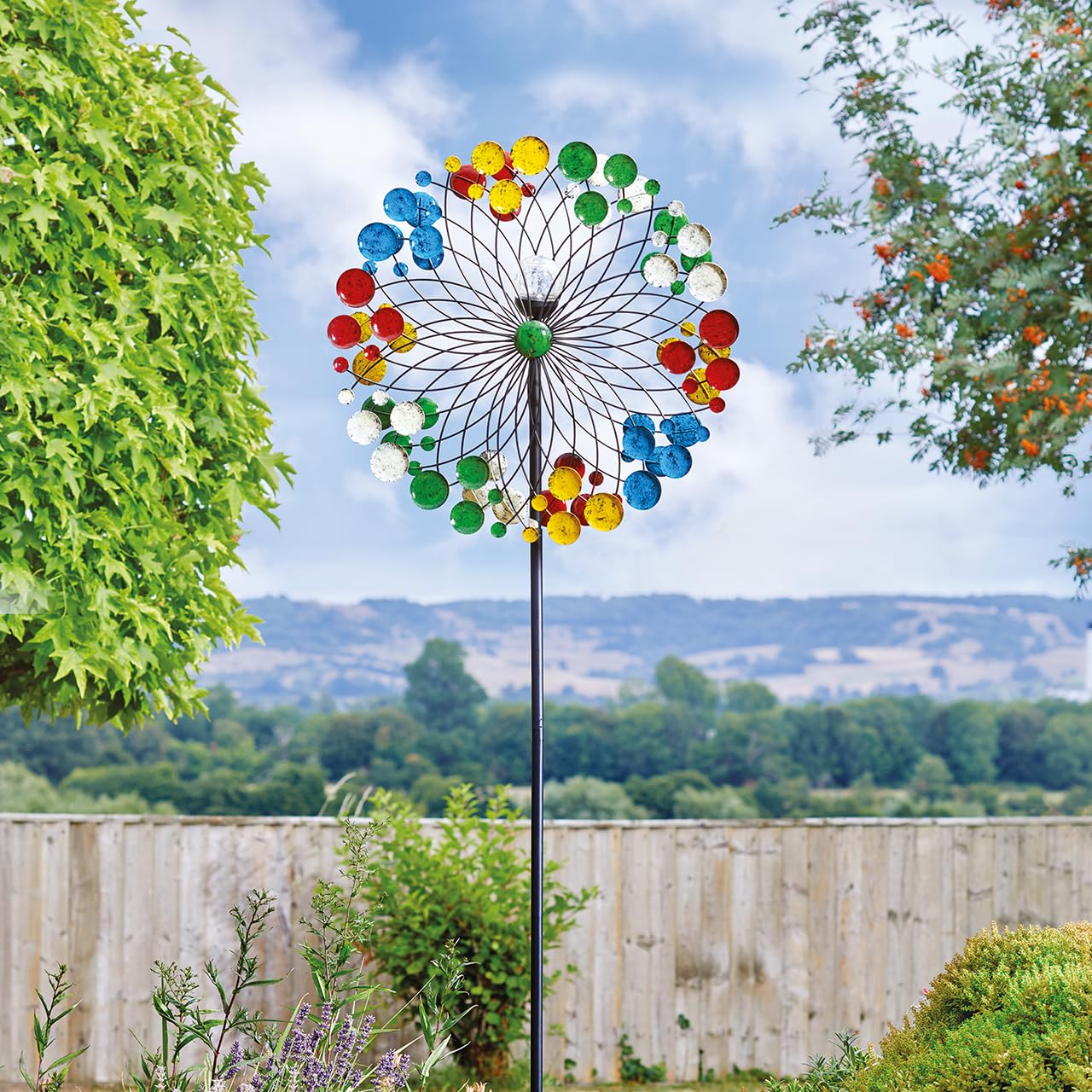 Harlequin Illuminated Wind Spinner With Solar Powered Crackle GlobeGarden Decoration With Multicoloured Led LightH213 X 58Cm from B&Q