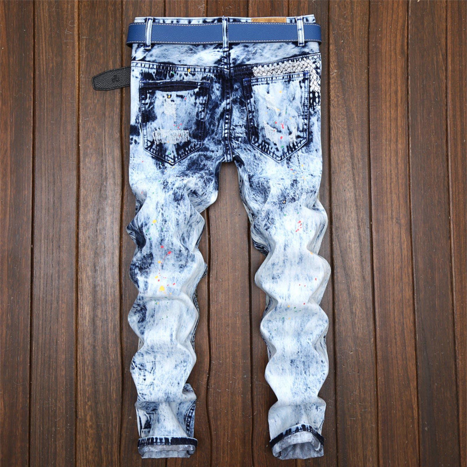 Jeans Herren Jeanshosen Hose Freizeithose Jeans Straight Men Fashion Design Loch Hip Hop Patchwork Plus Size Jeans Large Size