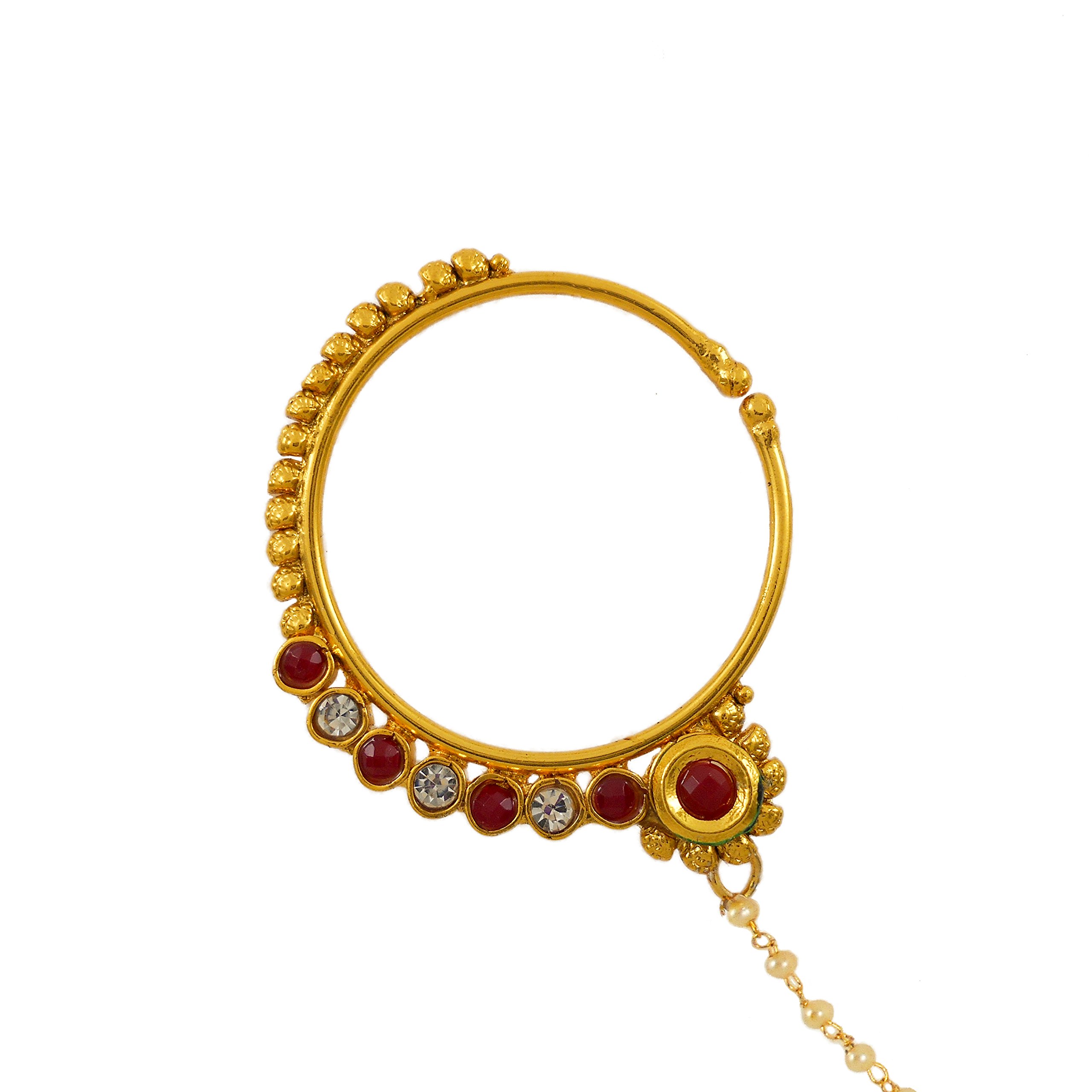 SAHEB COLLECTION Pearl 14K Yellow Gold Plated Copper Nathiya for Women (B07CJXX7D4) Amazon Price History, Amazon Price Tracker