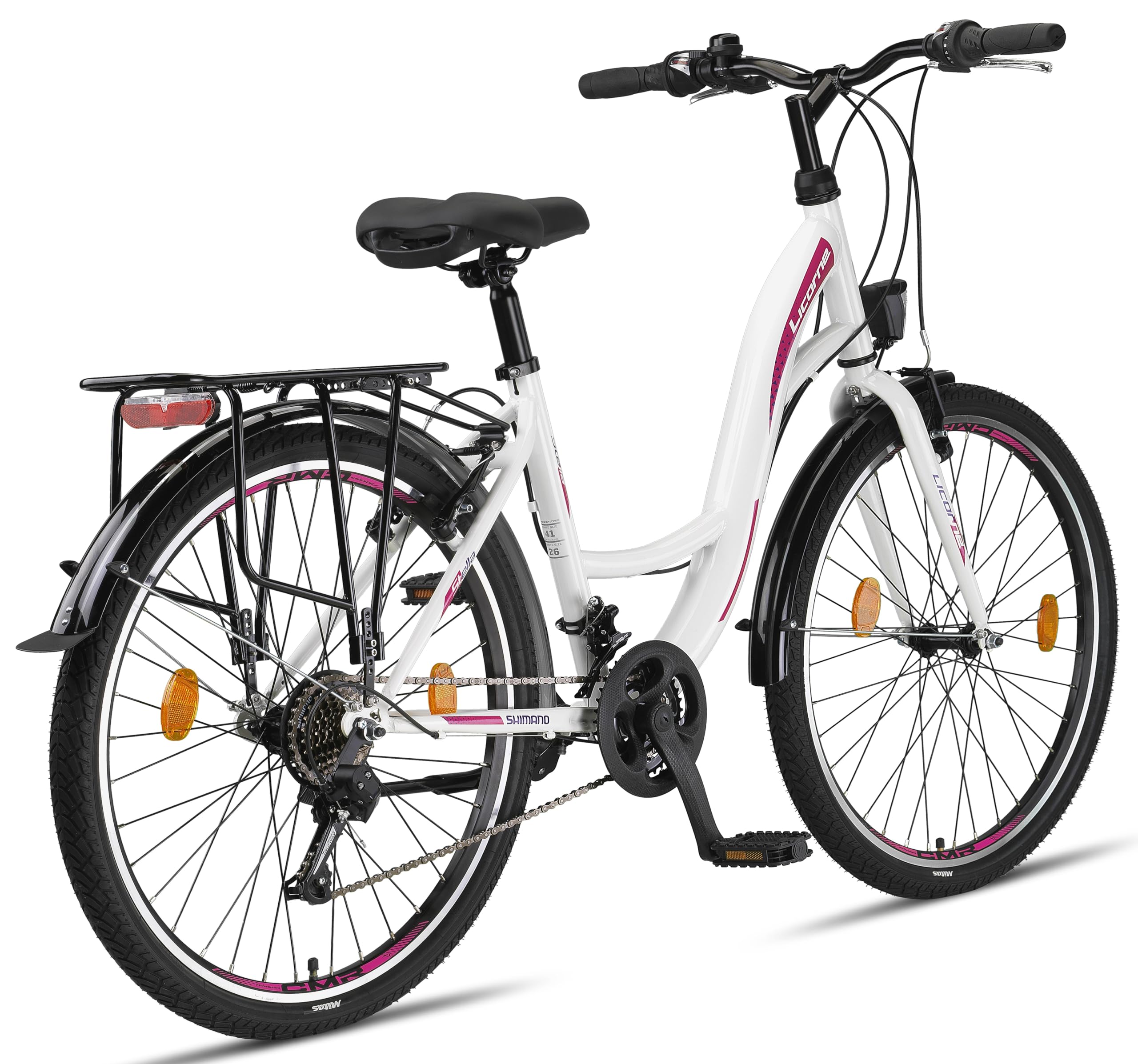 Licorne Bike, Stella - Bicicletta da città da 20”, 24”, 26” e 28”, per ragazze, ragazzi, uomini e donne, cambio a 21 marce (6 marce per 20”), city bike in stile olandese