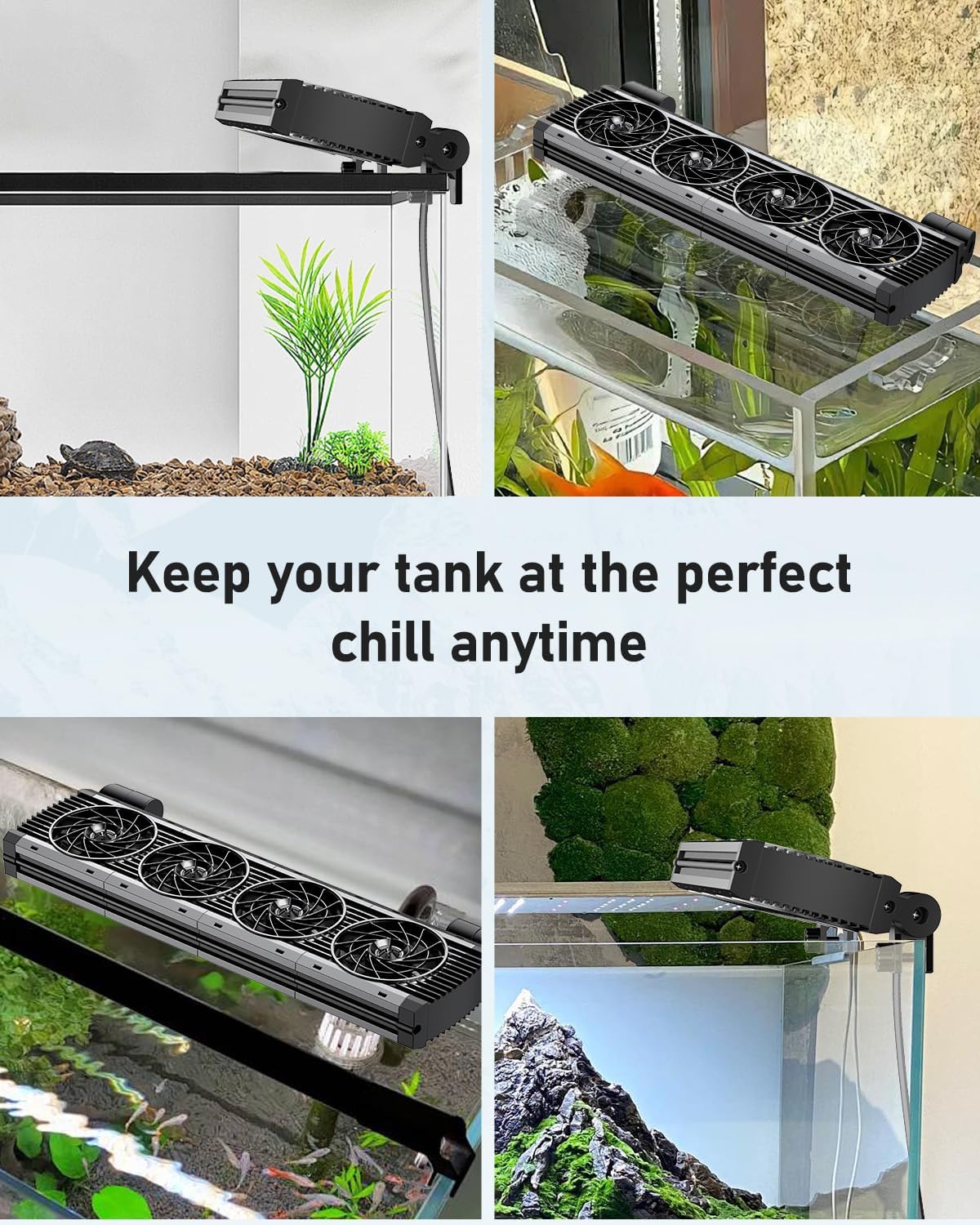 Pawfly Aquarium Chiller Fan, Fish Tank Cooling Fans with 5 Speed Modes & Timer, Terrarium Fan Water Chiller for Freshwater and Saltwater Tanks