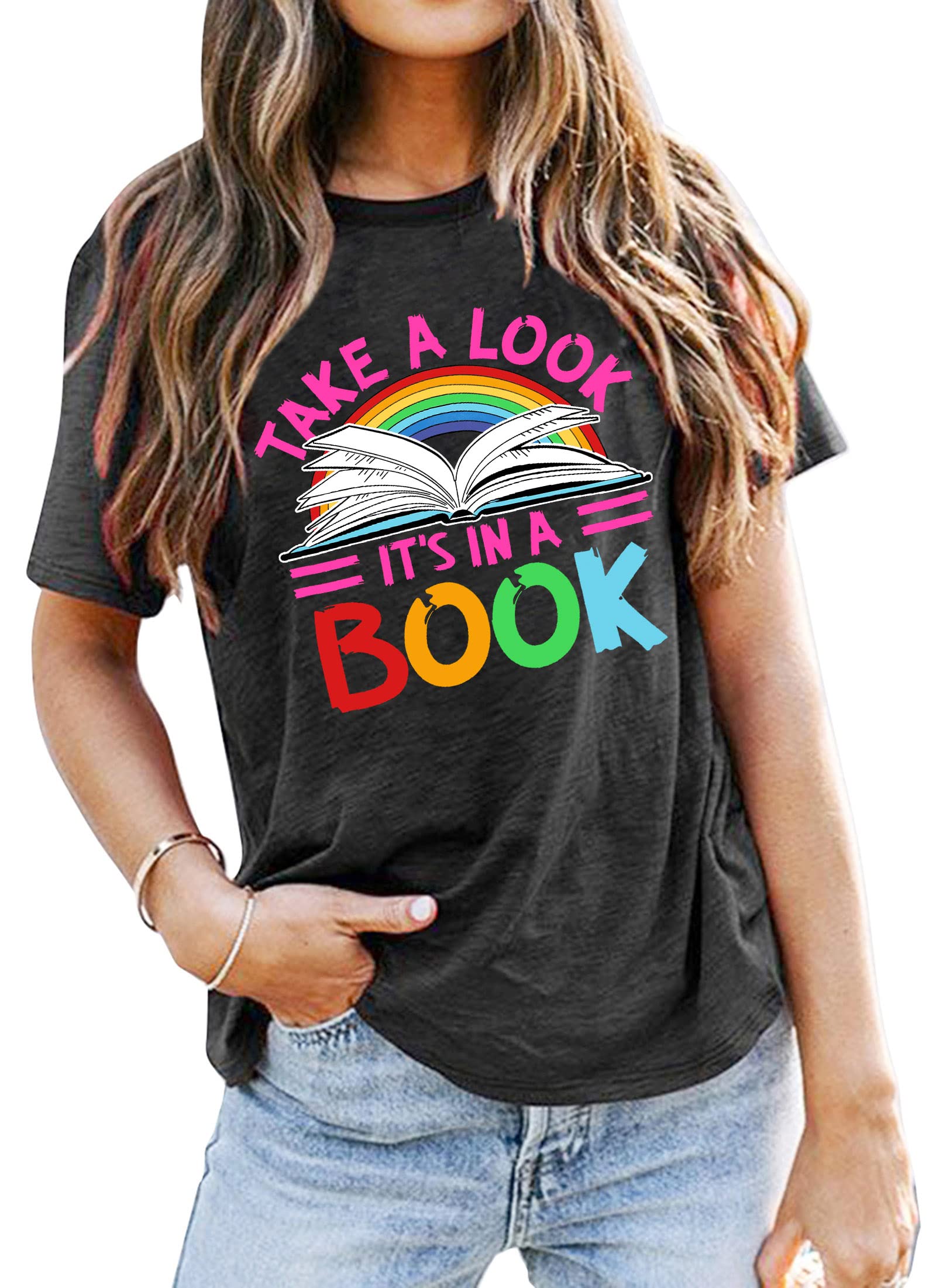 Reading Shirts for Teachers T-Shirt Funny Reading Rainbow Shirt Graphic Cute Book Lover Gift Summer Tee