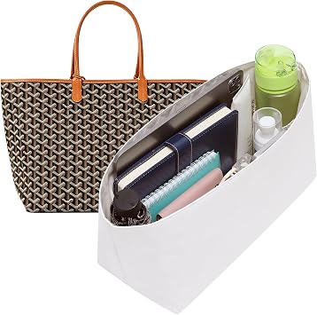 DuPontpaper Purse Organizer Insert for Goyard Saint Louis PM Tote Bag | Waterproof Lightweight DupontPaper Bag Organizer with Elastic Cup Holder Zipper Pocket, Handbag Interior Divider for Women