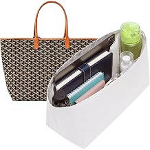 Doxo Purse Organizer Insert Compatible with Goyard Saint Louis PM Tote Bag, Waterproof Lightweight DupontPaper Bag Organizer with Elastic Cup Holder & Zipper Pocket, Handbag Interior Divider for Women