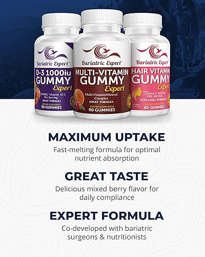 Miniatura 3 de Paquete de 3 multivitamínicos bariátricos, gomitas multivitamínicas 90 masticables. - Gomitas D3 90 masticables. - Gomitas de vitaminas para el
