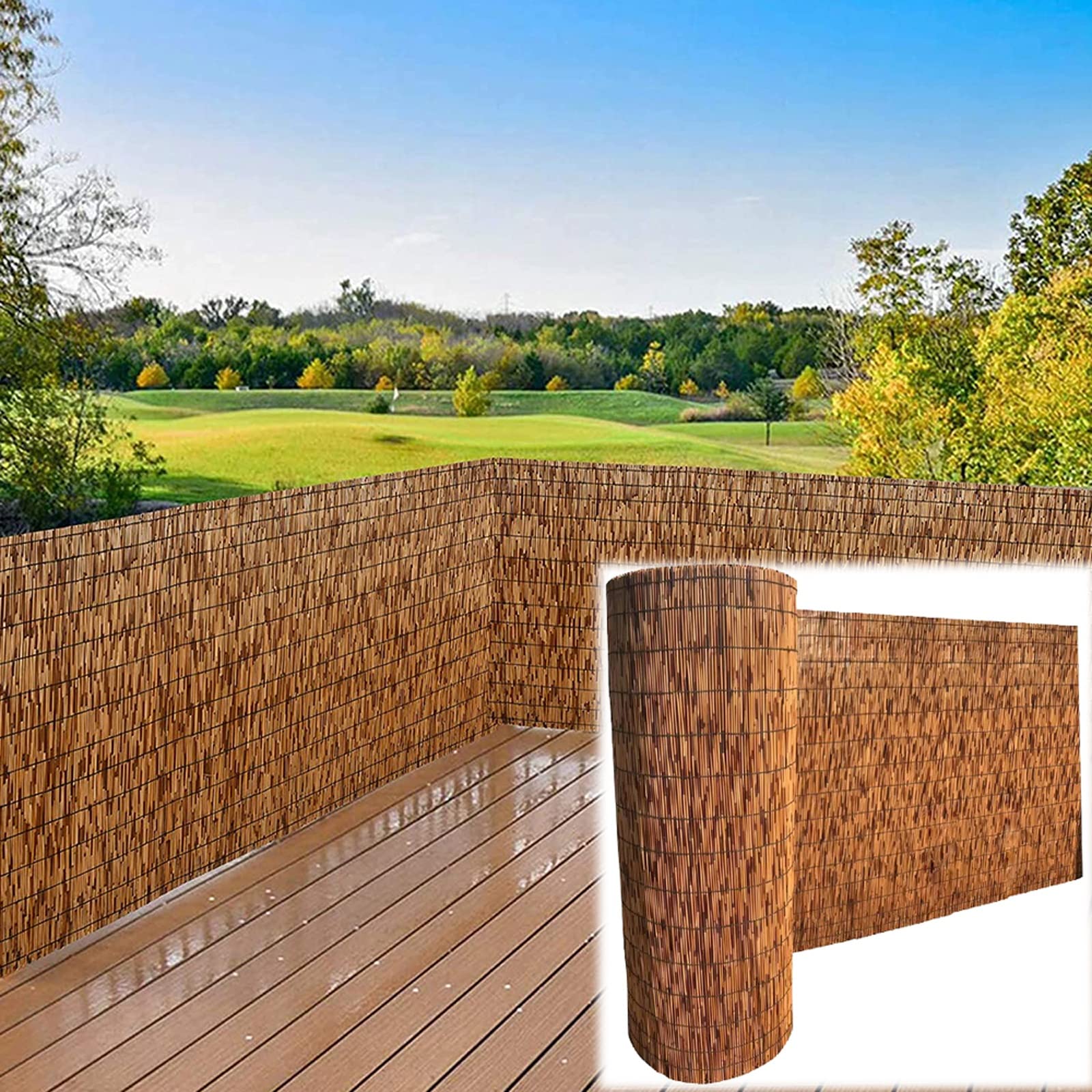 Rotolo di recinzione in bambù per balcone e giardino, altezza 1,4 m, ombra naturale per esterni, per villa patio, ecologico, per cortile e terrazza.