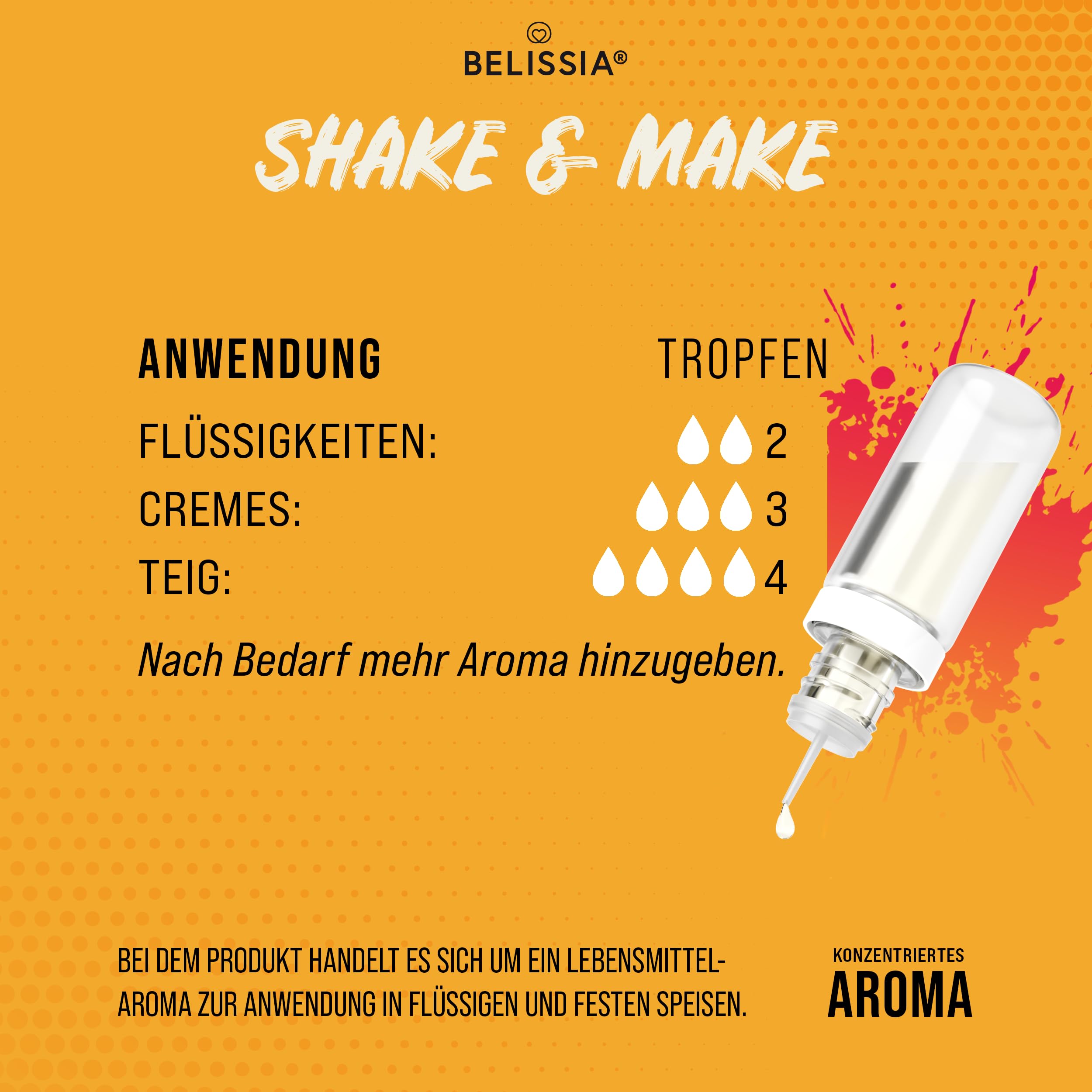 Belissia Shake and Make Set Greatest Hits - 6x10ml hochdosiertes Lebensmittelaroma + 120ml Schüttelflasche - Für Backen, Speisen, Getränke, Shakes, DIY & Raumduft - Vegan, ohne Zusatzstoffe